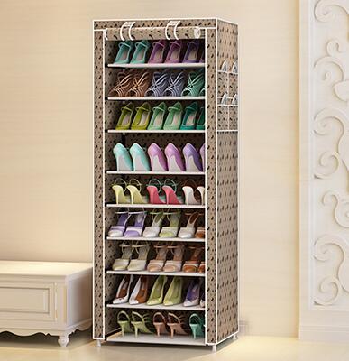 Actionclub Oxford Cloth Minimalist Multi-functional Dustproof Shoe Cabinet Shoes Racks 10 Layer 9 Grid Shoe Organizer Shelf