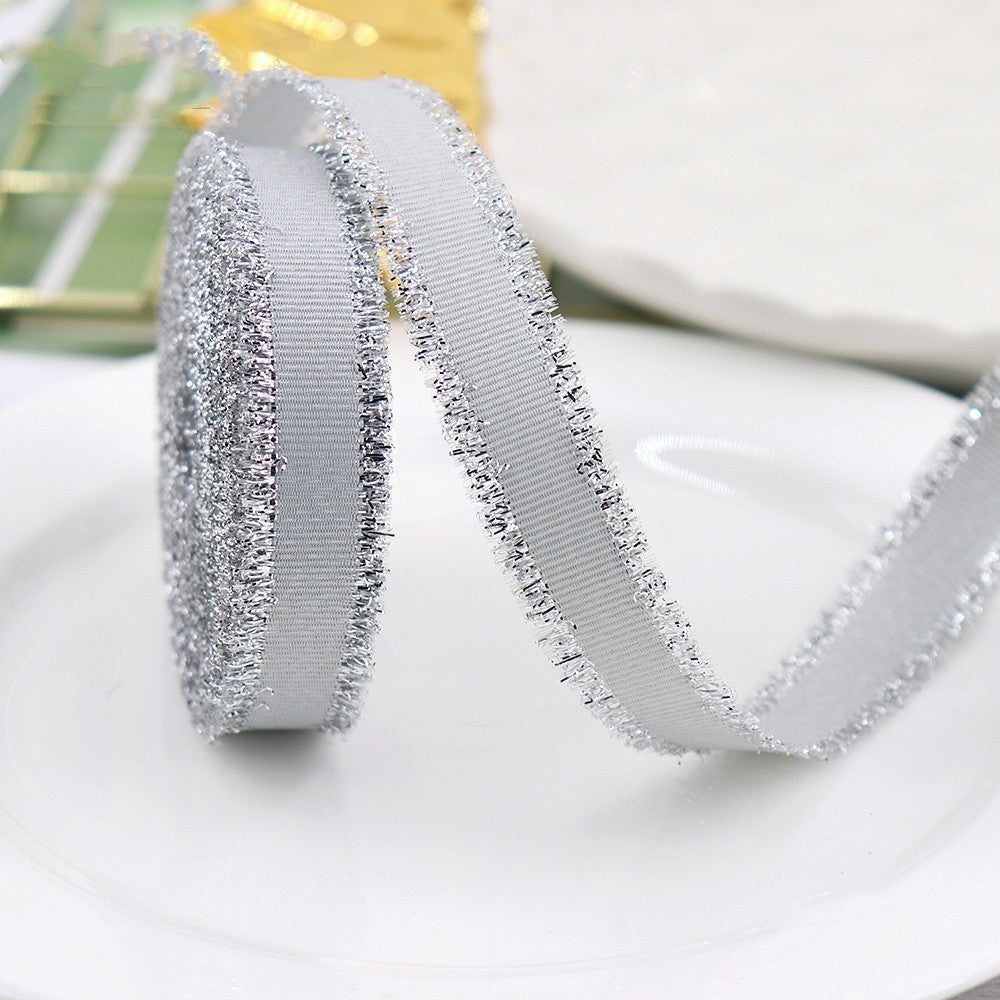 Gift Packaging Wedding Rib Gold And Silver Color Fringe With Bowknot Decorative Baking Ribbon Multicolor