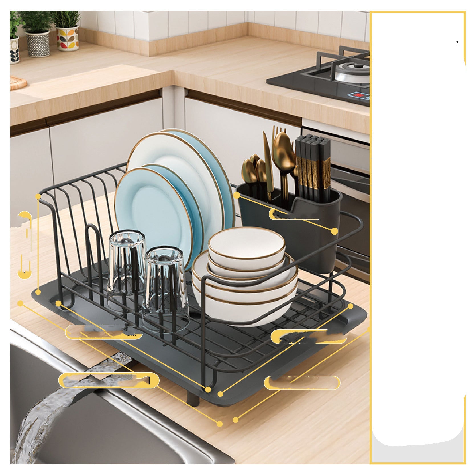 Stainless Steel Dish Rack Drain Rack Dish Rack Kitchen Shelf