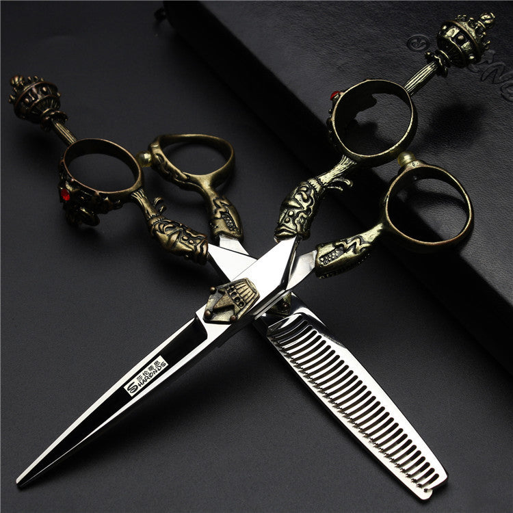 One Piece Of Retro Hairdressing Scissors 6 Inch Flat Cut Hair Salon Haircut To Thin Teeth Scissors Professional Hair Cutting Scissors