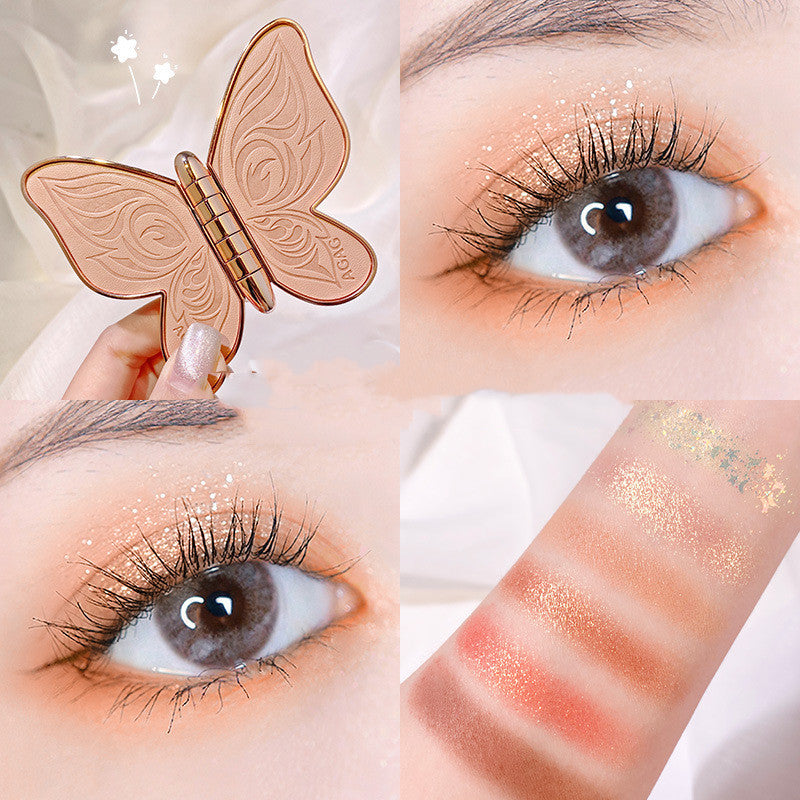 6 Colors Eyeshadow Palette Butterfly Eye Shadow Lucky Koi Pearl Sequins Glitter Matte Makeup Plate Glitter Eyeshadow