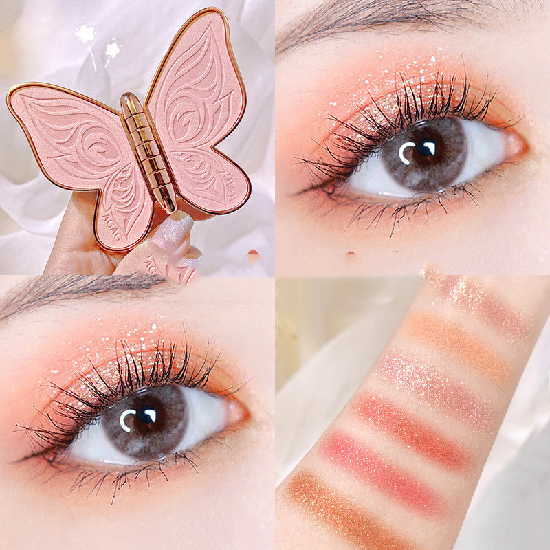 6 Colors Eyeshadow Palette Butterfly Eye Shadow Lucky Koi Pearl Sequins Glitter Matte Makeup Plate Glitter Eyeshadow