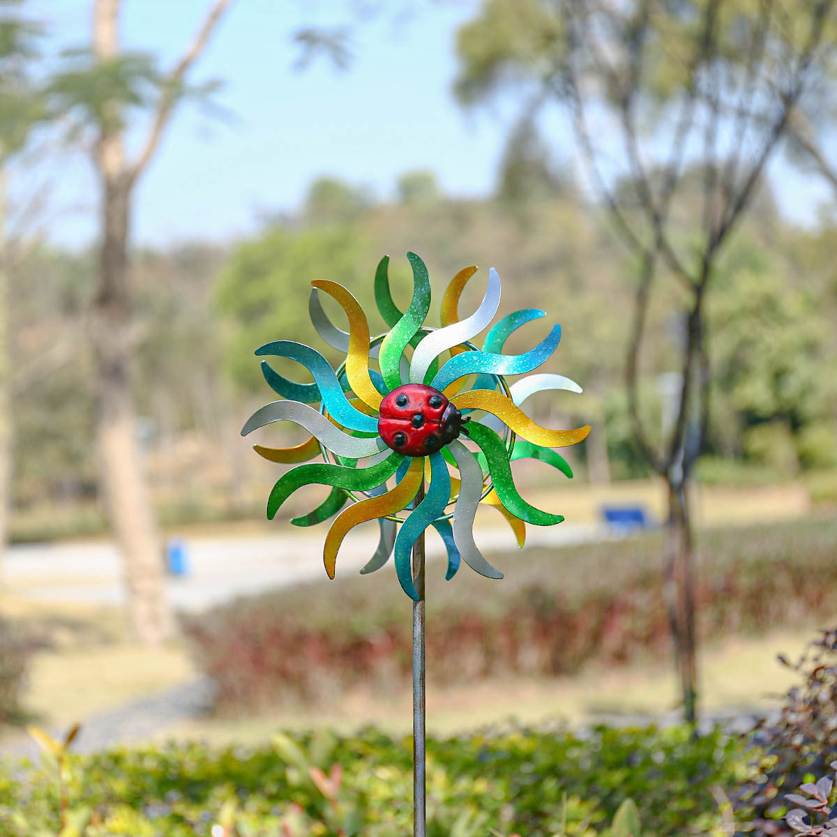 Creative Hummingbird Abstract Sunflower Metal Windmill Home Garden Courtyard Lawn Decoration