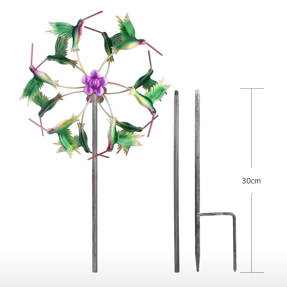 Creative Hummingbird Abstract Sunflower Metal Windmill Home Garden Courtyard Lawn Decoration