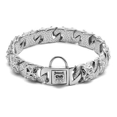 Stainless Steel Titanium Bully Dog Full Dog Head Collar