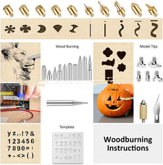 Diy 99Pcs Wood Burning Kit Heat Transfer Gourd Engraving Tool With Switch Thermostat Soldering Iron Pen Kit