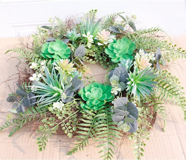 Faux Wreath Eucalyptus Persian Grass Knocker Succulent Wreath