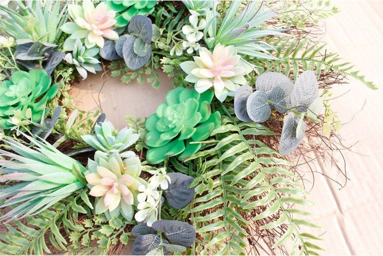 Faux Wreath Eucalyptus Persian Grass Knocker Succulent Wreath