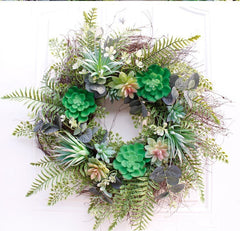 Faux Wreath Eucalyptus Persian Grass Knocker Succulent Wreath