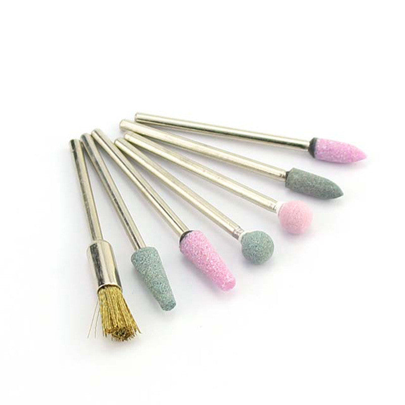 Nail Art Silver Grinding Head Tungsten Steel 7 Sets Diamond Grinding Head Nail Carving Polishing Head Nail Tools