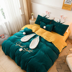 Tutu Velvet Four-piece Princess Style Baby Velvet Bed Sheet Duvet Cover Girl Heart Coral Velvet Warm Bedding Thickening