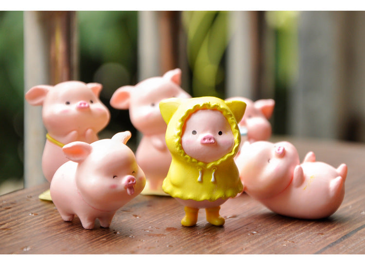 Cute Net Red Drink Milk Red Envelope Piggy Doll   Raincoat Rich Pig Ornaments Desktop Cake Decoration Blind Box