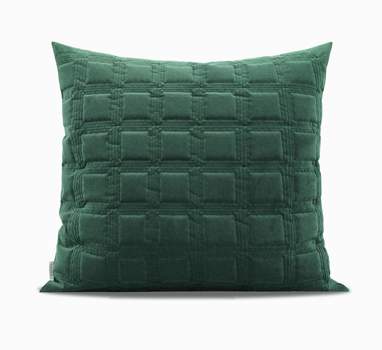 Dark Green Geometric Quilted Three-dimensional New Chinese Pillow