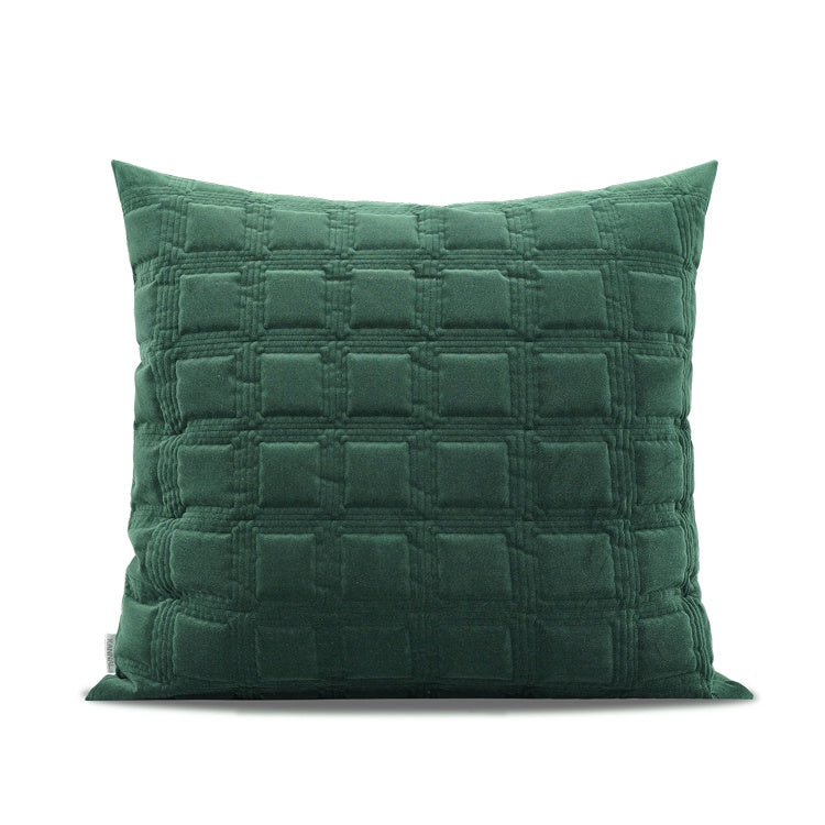 Dark Green Geometric Quilted Three-dimensional New Chinese Pillow