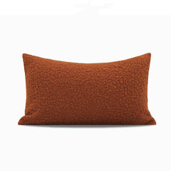 Nordic Warm Caramel Orange Coffee Color Faux Wool Roll Cushion Girl Throw Pillow Model Room Square Pillow