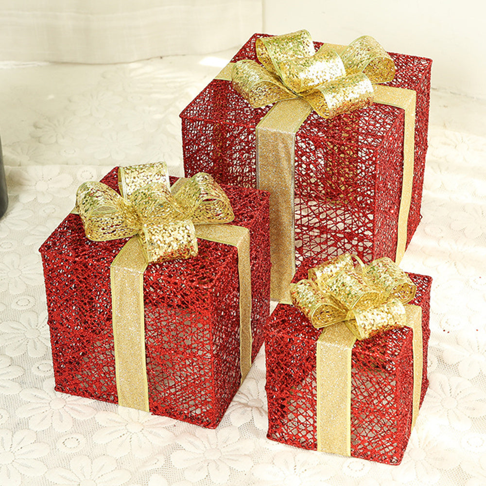 Christmas wrought iron gift box three-piece set