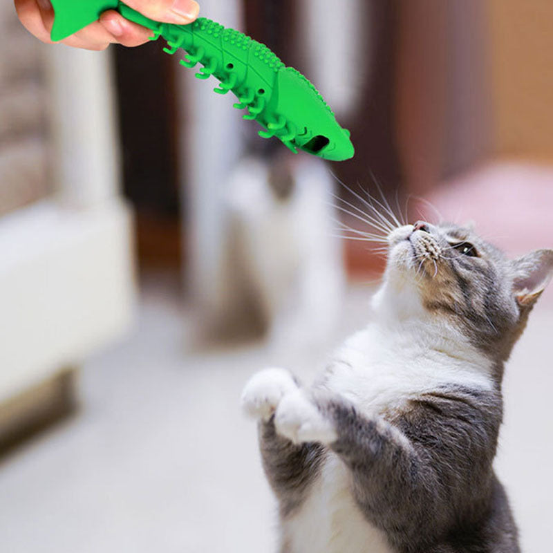 Catnip Silicone Fish Crayfish Toothbrush Cat Toy Bite Relieving Stuffy Molar Teeth Cleaning