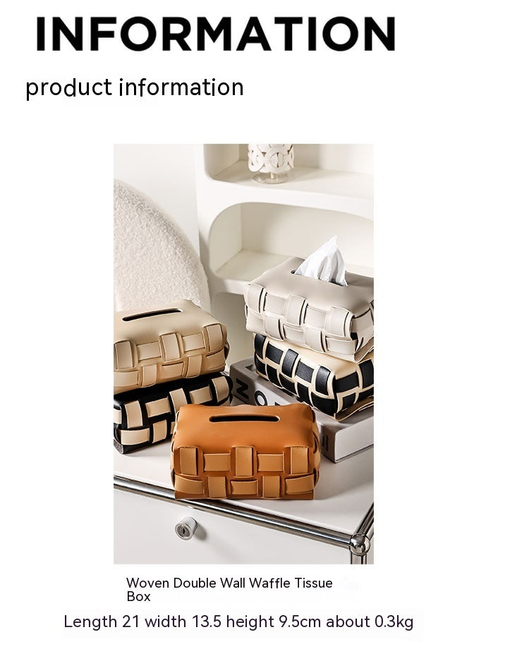 Woven Leather Tissue Box Living Room High-end Entry LUX Paper Extraction Box Household Paper Towels Storage Box High-grade