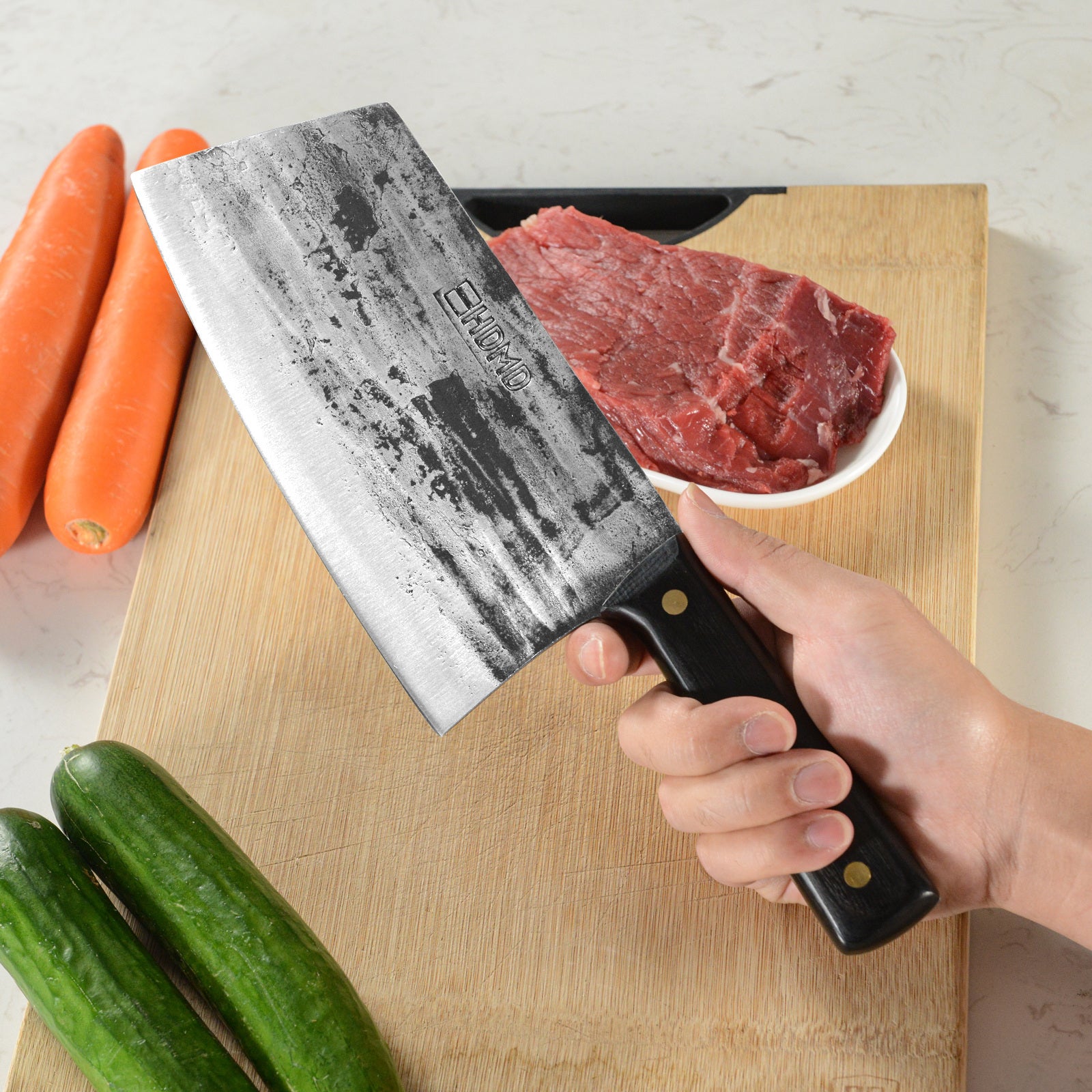 Meat Cleaver Knife Heavy Duty Bone Chopper, High Carbon Steel Hand Forged Meat Cutting Knife With Full Tang Handle For Cooking Chef's Gifts