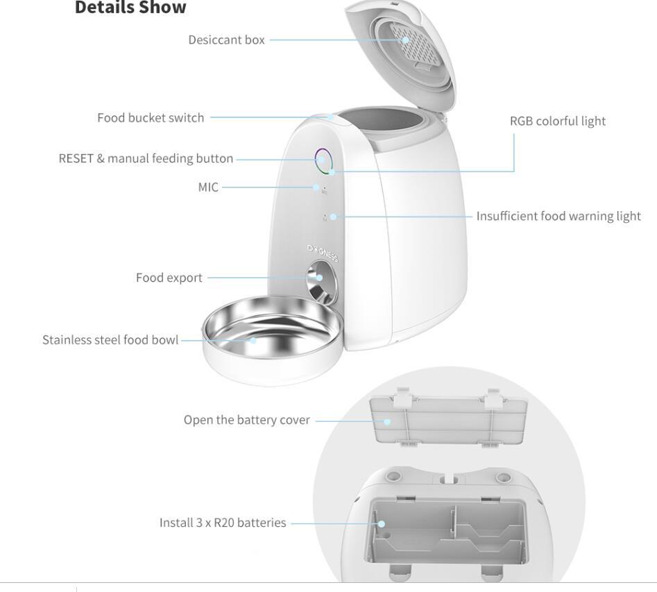 2L Automatic WiFi Smart App Feeder Food Dispenser for Small Dog Cat Pet