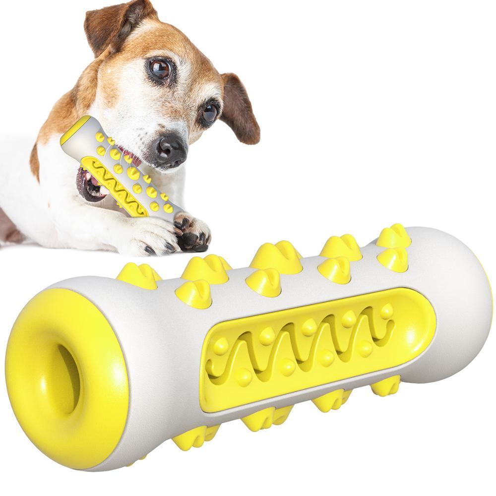 Dog Squeaky Toys For Aggressive Chewers, Tough Toothbrush Dog Chew Toy, Nearly Indestructible Rubber Toys For Pet Training, Teeth Cleaning, Playing And Chewing For Medium & Large Breeds