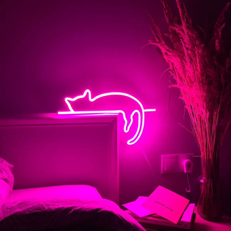 Neon Light-emitting Cat LED Light Room Bedroom Decorative Light