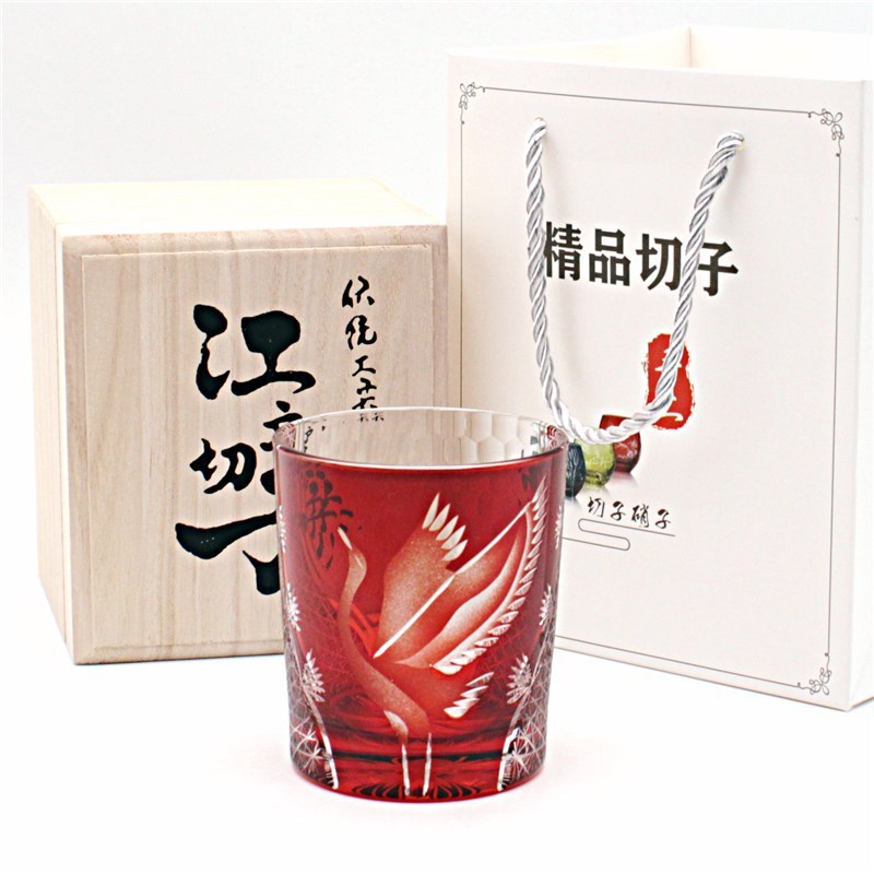 New Japanese Edo Kiriko Pine Crane Whiskey Glass