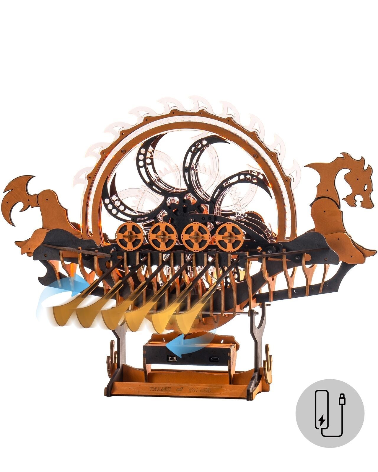 ROKR Dragon-boat Electric Mechanical 3D Wooden Puzzle Toys Games Boy Xmas Gift