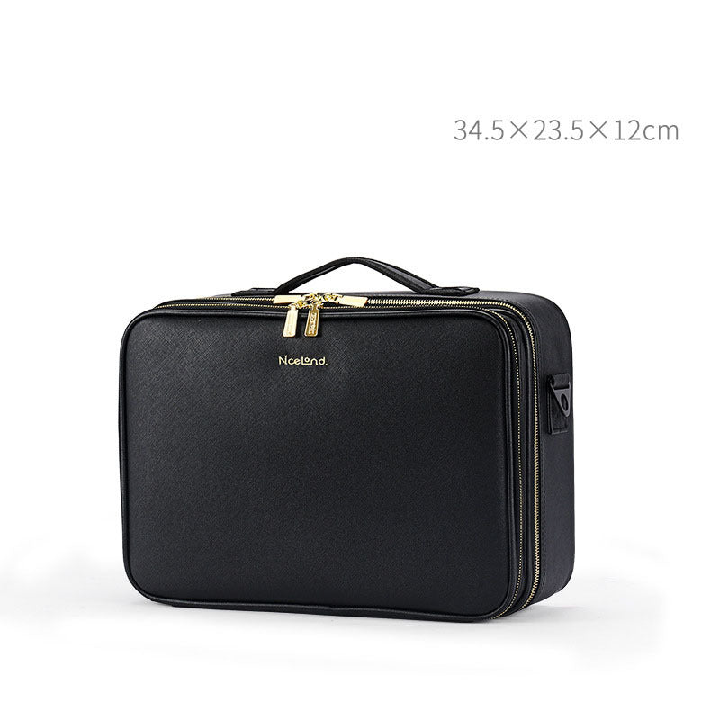 Large Capacity Leather Cosmetic Bag Portable Makeup Artist Makeup Storage Bag