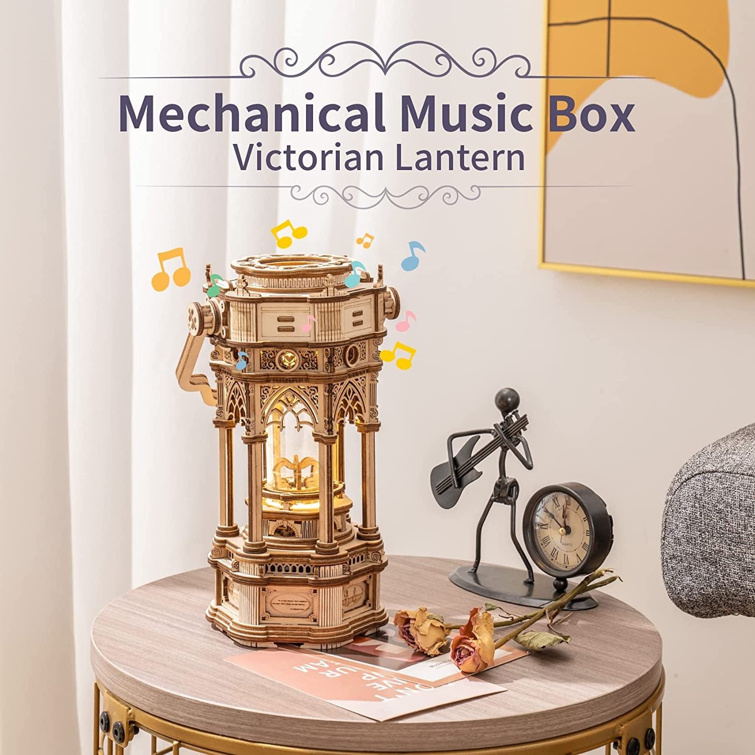 Robotime Rokr 3D Wooden Puzzles DIY Musical Box Building Kit Mechanical Models To Build - Victorian Lantern