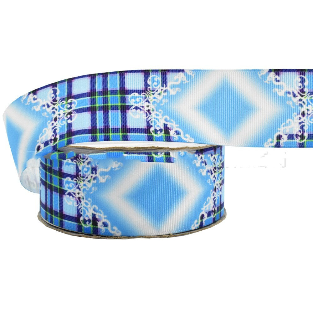 Digital Printing Ribbon Bow Handmade Webbing Satin Gradient Plaid