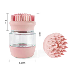 Cat Dog Pet Bath Brush Silicone Cat Dog Grooming Brush Puppy Massage Brush Hair Fur Cleaning Brush With Shampoo Dispenser Double Brush Head