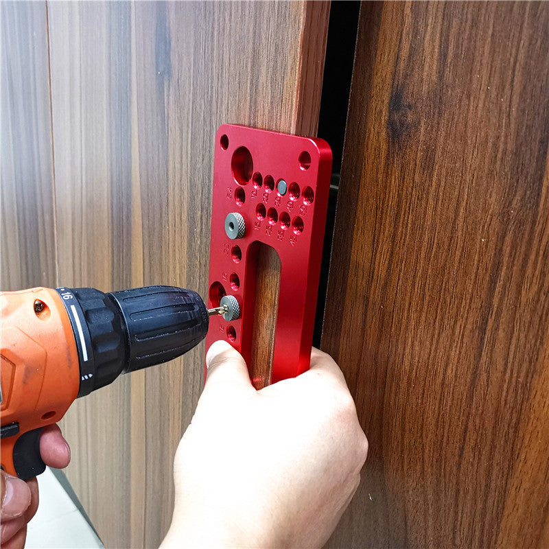 Woodworking door handle positioning hole punch