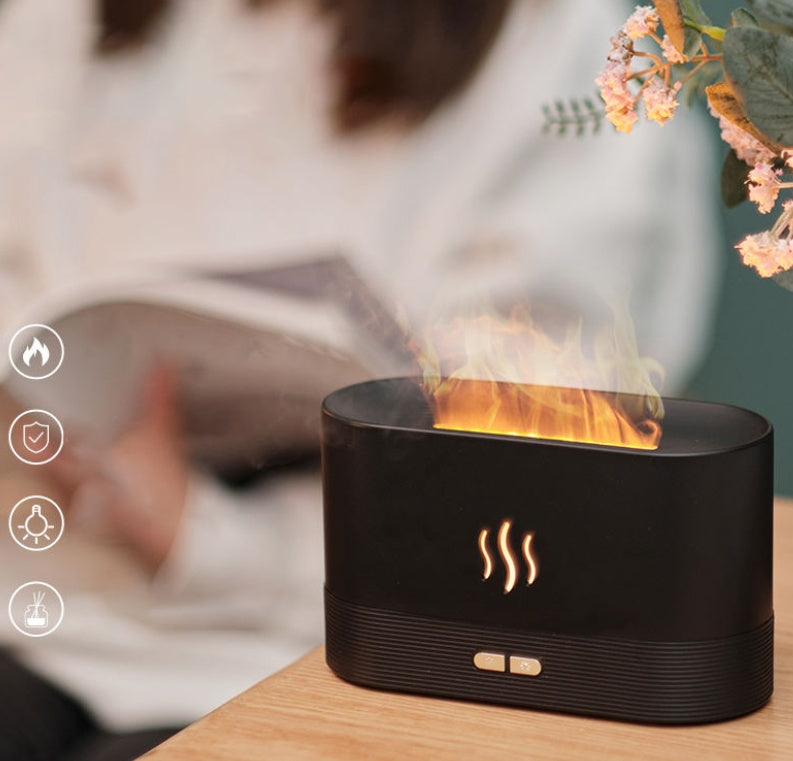 Aroma Diffuser With Flame Light Mist Humidifier Aromatherapy Diffuser With Waterless Auto-Off Protection For Spa Home Yoga Office