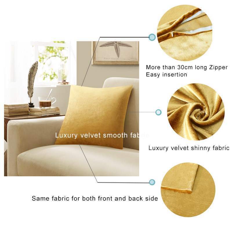 2 Packs Gold Decorative Cushions Covers Cases for Sofa Bed