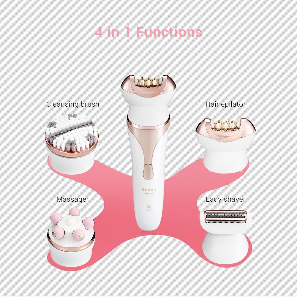 4-in-1 Ms. Rechargeable Electric Shaver Epilator Shaving Machine Multi-function Epilator Lady Hair Removal Massager Set