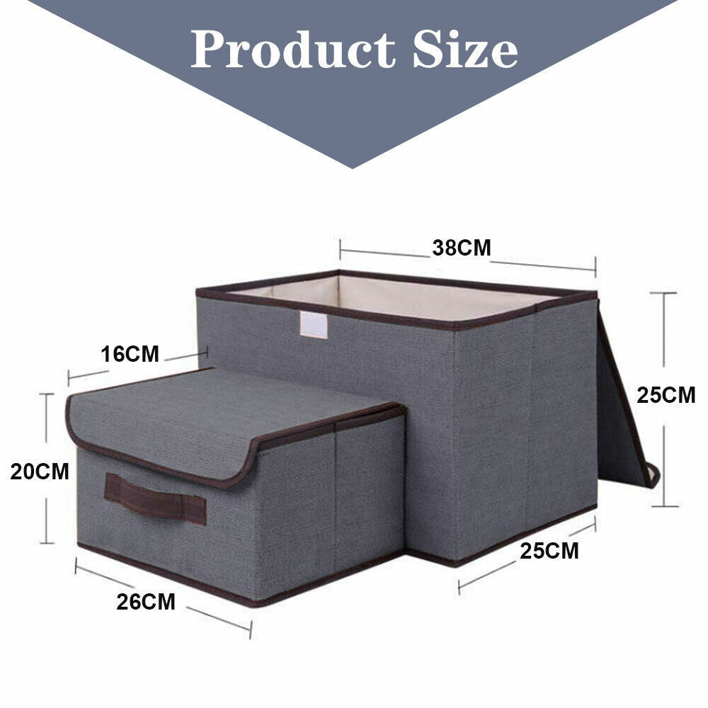 2 IN 1 Foldable Square Fabric Canvas Storage Boxes Portable Drawer