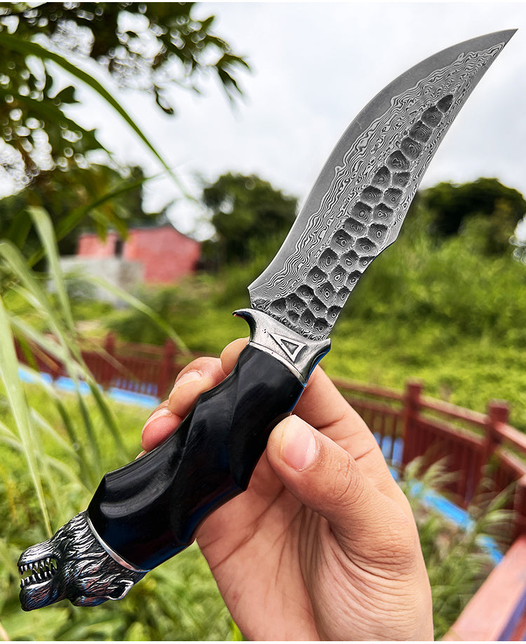 Damascus Steel Outdoor Sharp Portable Folding Knife