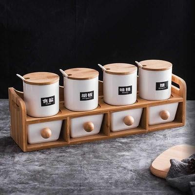 Creative Kitchen Ceramic Seasoning Jar Set Storage Tank