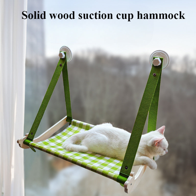 Durable Wooden Cats Hammock Pet Mat Comfortable Sun Seat Cats Beds Cat Climbing Frame Pets Accessories Cat Window Hammock Mats