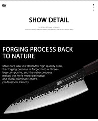 FINDKING 4 pièces en acier plaqué japonais professionnel octogonal poignée couteau de cuisine Nakiri Santoku couteaux utilitaires