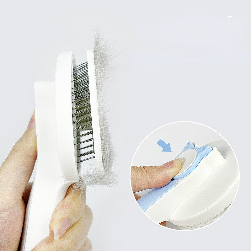 CN Cat Grooming Brush, Self Cleaning Slicker Brushes For Dogs Pet Hair Removal Comb Stainless Steel Needle Cat Brush Self Cleaning For Cats Dogs Hair Remover Scraper Pet Grooming Tool