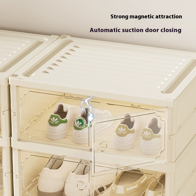 Folding Shoe Cabinet Installation-free Large Capacity Multi-layer Household Plastic Transparent Storage Shoe Box