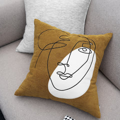 Nordic Modern Corduroy Embroidered Throw Pillow