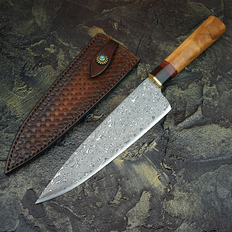 Damascus steel chef's knife