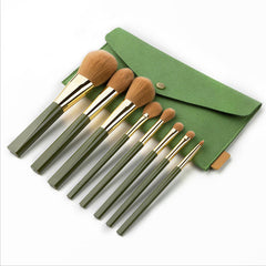 Makeup Brush Set Soft 8 Green Shimmering Brushes