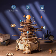 Robotime ROKR 316PCS Rotatable Mechanical Orrery 3D Wooden Puzzle Games Assemble Model Building Kits Toys Gift For Children Boys