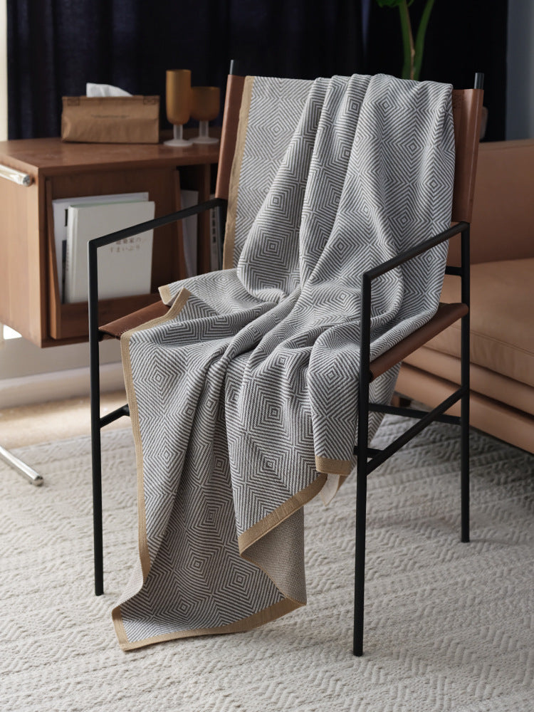 Gray Knitted Chenille Wool Cover Blanket