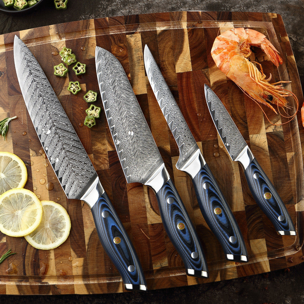 Damascus knife set kitchen stainless steel