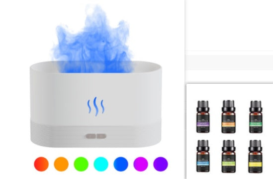 Aroma Diffuser With Flame Light Mist Humidifier Aromatherapy Diffuser With Waterless Auto-Off Protection For Spa Home Yoga Office